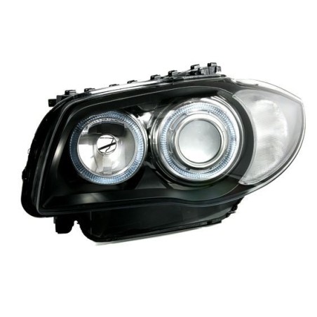 Φανάρια εμπρός angel eyes για BMW E87 / E81 / E82 (2004-2011) - μαύρα , χωρίς λάμπες (Η7) - σετ 2τμχ.