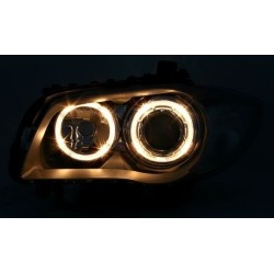 Φανάρια εμπρός angel eyes για BMW E87 / E81 / E82 (2004-2011) - μαύρα , χωρίς λάμπες (Η7) - σετ 2τμχ.