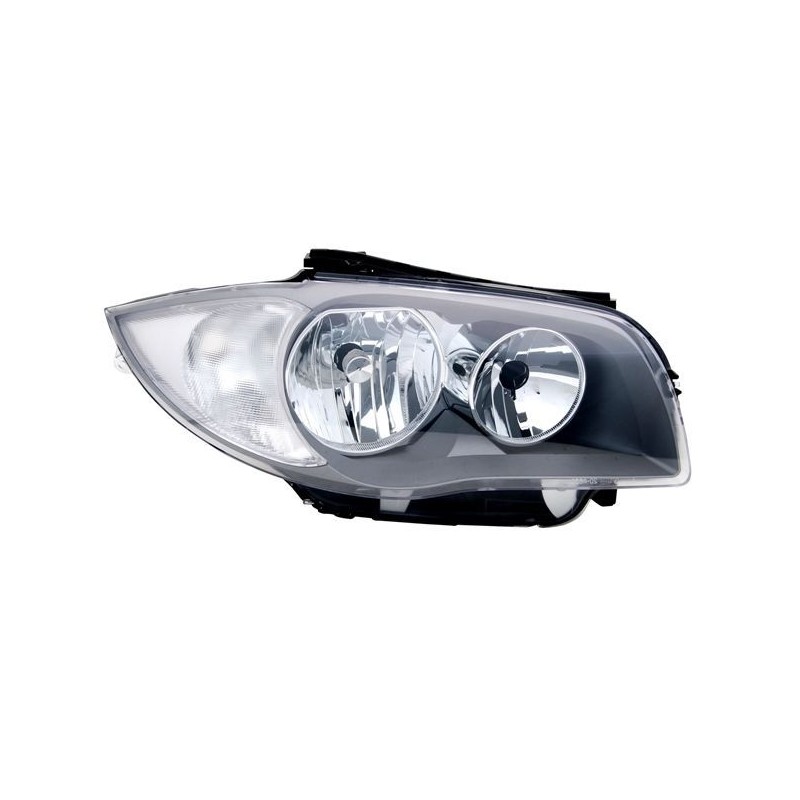 Φανάρια εμπρός για BMW E87 (2004-2011) - chrome ,μαύρα , με λάμπες (Η1) - σετ 2τμχ.