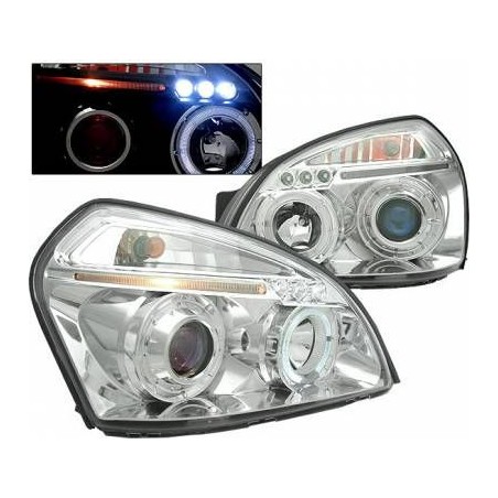 Φανάρια εμπρός angel eyes για Hyundai Tucson (2004+) - chrome , με λάμπες (Η1) - σετ 2τμχ.