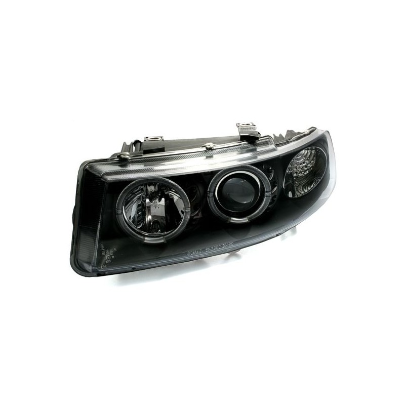 Φανάρια εμπρός angel eyes για Seat Leon /Toledo (1999-2004) - μαύρα , με λάμπες (Η1) - σετ 2τμχ.