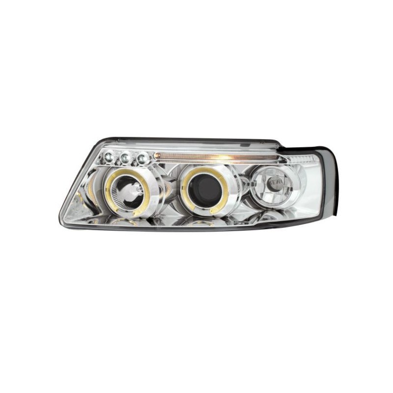 Φανάρια εμπρός angel eyes για Vw Passat 3Β/B5 (1997-2000) - χρωμίου , με λάμπες (Η1) - σετ 2τμχ.