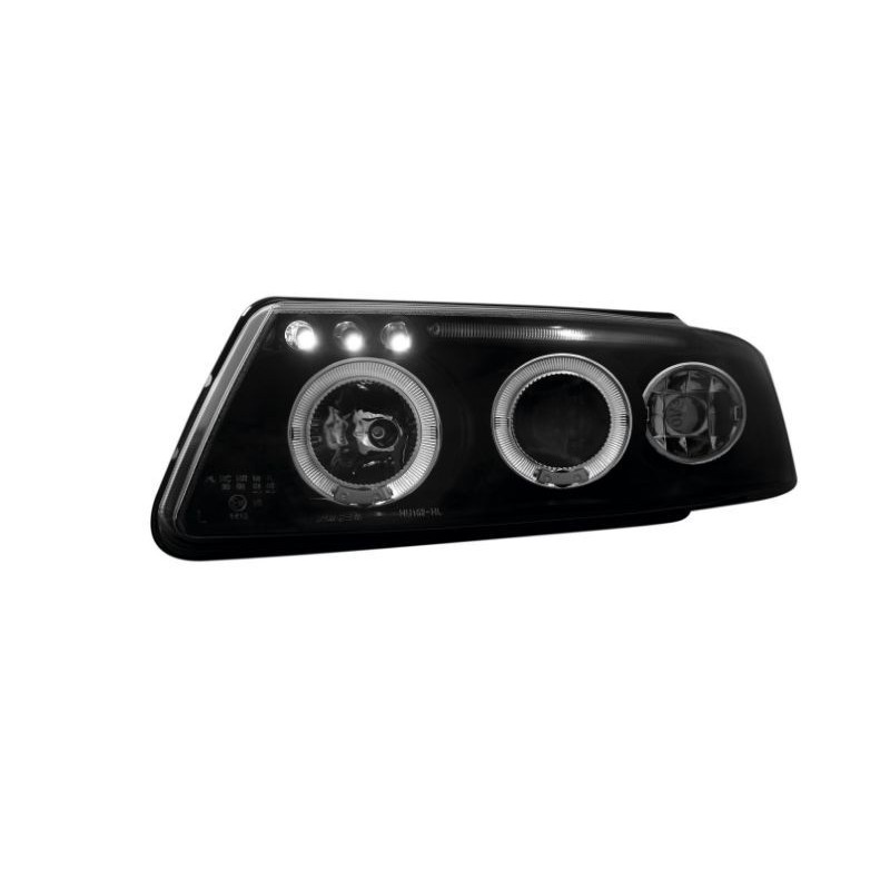 Φανάρια εμπρός angel eyes για Vw Passat 3Β/B5 (1997-2000) - black , με λάμπες (Η1) - σετ 2τμχ.