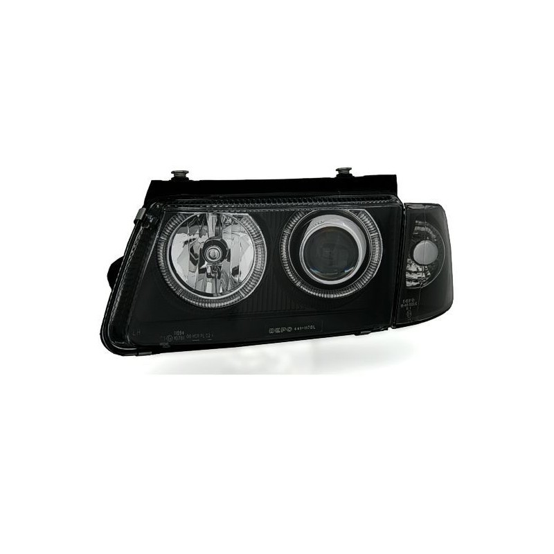 Φανάρια εμπρός angel eyes για Vw Passat 3Β/B5 (1997-2000) - μαύρα , χωρίς λάμπες (Η7) - σετ 2τμχ.