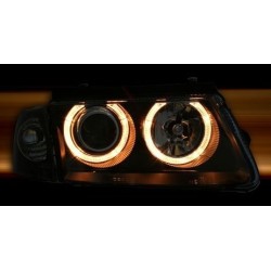 Φανάρια εμπρός angel eyes για Vw Passat 3Β/B5 (1997-2000) - μαύρα , χωρίς λάμπες (Η7) - σετ 2τμχ.