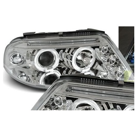Φανάρια εμπρός angel eyes για Vw Passat B5.5 (2001-2005) - χρωμίου , χωρίς λάμπες (Η7) - σετ 2τμχ.