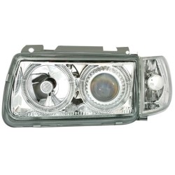 Φανάρια εμπρός angel eyes για Vw Polo 6N (1994-1999) - chrome , χωρίς λάμπες (Η7) - σετ 2τμχ.