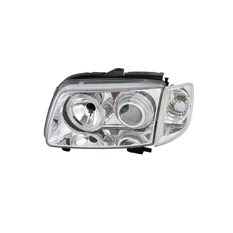 Φανάρια εμπρός angel eyes για Vw Polo 6N (1999-2001) - chrome , χωρίς λάμπες (Η7) - σετ 2τμχ.