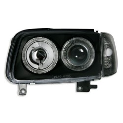 Φανάρια εμπρός angel eyes για Vw Polo 6N2 (1999-2001) - μαύρα , χωρίς λάμπες (Η7) - σετ 2τμχ.