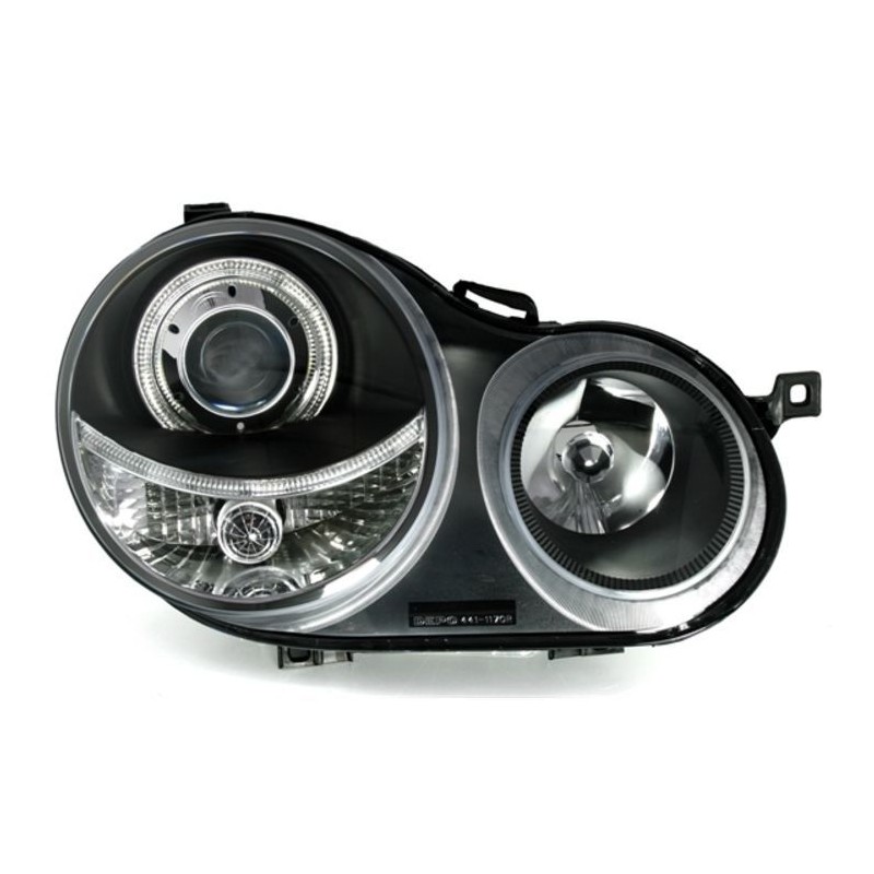 Φανάρια εμπρός angel eyes για Vw Polo 9N (2001-2005) - μαύρα , χωρίς λάμπες (Η7) - σετ 2τμχ.