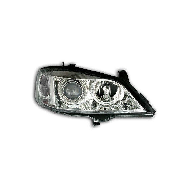 Φανάρια εμπρός angel eyes για Opel Astra G (1998-2004) - chrome , χωρίς λάμπες (Η7) - σετ 2τμχ.