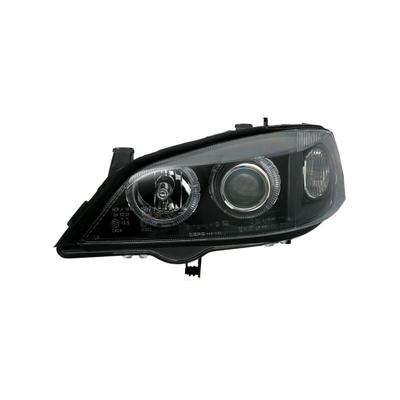 Φανάρια εμπρός angel eyes για Opel Astra G (1998-2004) - μαύρα , χωρίς λάμπες (Η7) - σετ 2τμχ.