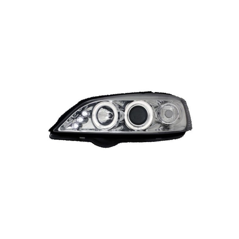 Φανάρια εμπρός led angel eyes για Opel Astra G (1998-2004) - chrome , με λάμπες (Η1) - σετ 2τμχ.
