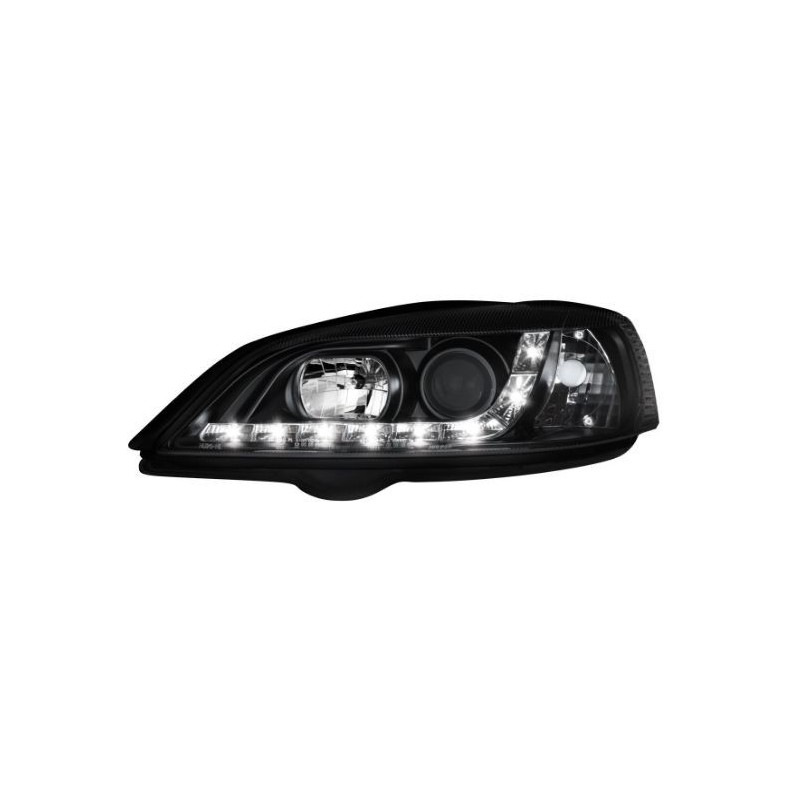 Φανάρια εμπρός led με DRL για Opel Astra G (1998-2004) - black , με λάμπες (Η1) - σετ 2τμχ.