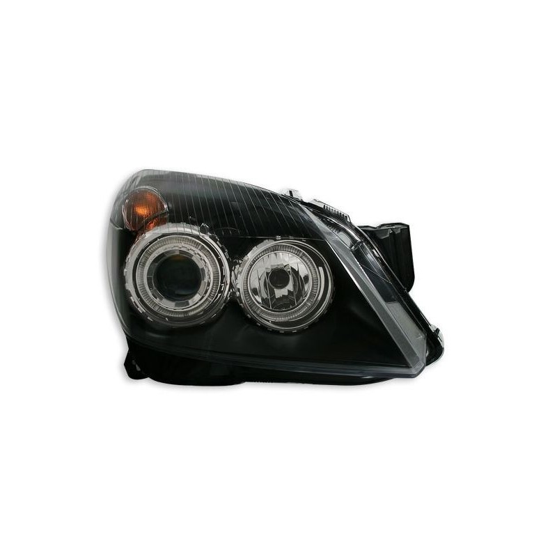 Φανάρια εμπρός angel eyes για Opel Astra H (2004-2009) - μαύρα ,  χωρίς  λάμπες (Η 7 ) - σετ 2τμχ.