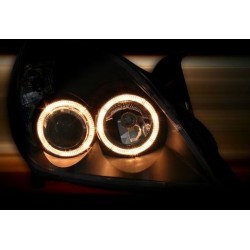 Φανάρια εμπρός angel eyes για Opel Vectra C / Signum (2005-2009) - μαύρα , χωρίς λάμπες (Η7) - σετ 2τμχ.