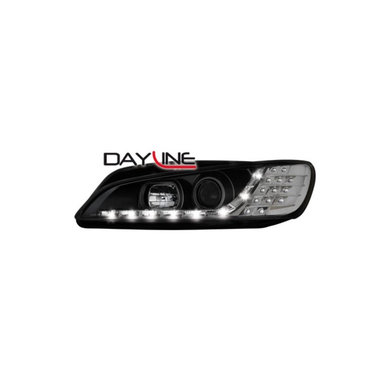 Φανάρια εμπρός led για Peugeot 306 (1997-2000) , μαύρα , με λάμπες (Η1) - σετ 2τμχ.