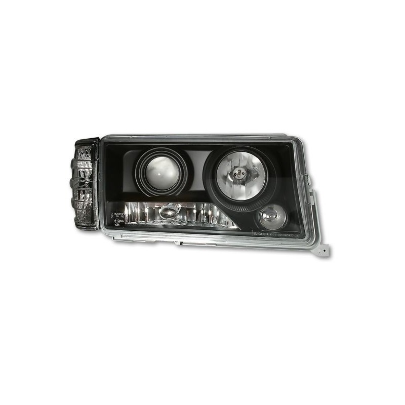 Φανάρια εμπρός angel eyes για Mercedes W201 E190 1982-1993) , μαύρα , με λάμπες (Η1) - σετ 2τμχ.