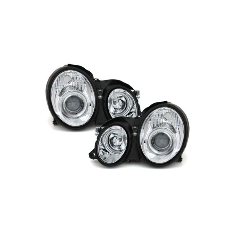 Φανάρια εμπρός angel eyes για Mercedes CLK W208 (1997-2002) , με λάμπες (Η1) - σετ 2τμχ.