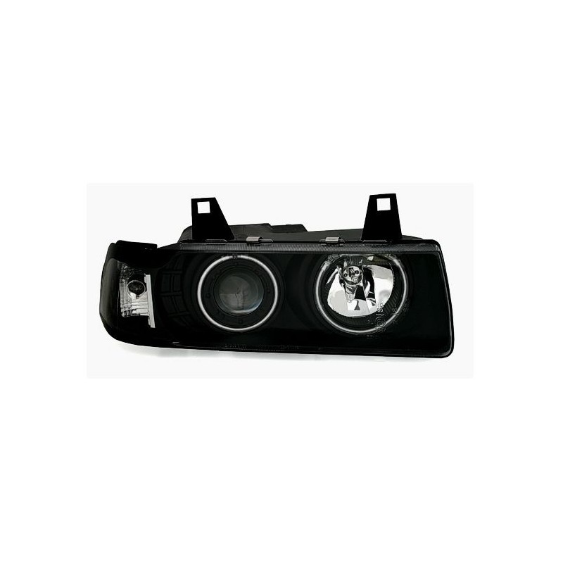 Φανάρια εμπρός angel eyes για Bmw E36 (1991-1999) 2d coupe - black , με λάμπες (Η1) - σετ 2τμχ.