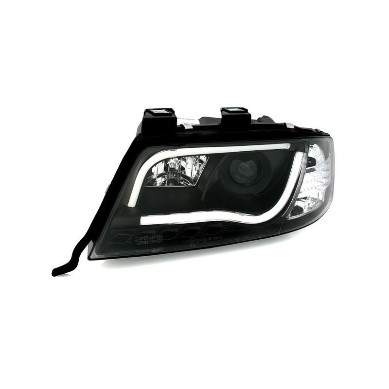 Φανάρια εμπρός led lightbar για Audi A6 C5 (2001-2004) - μαύρα , με λάμπες (Η1) - σετ 2τμχ.