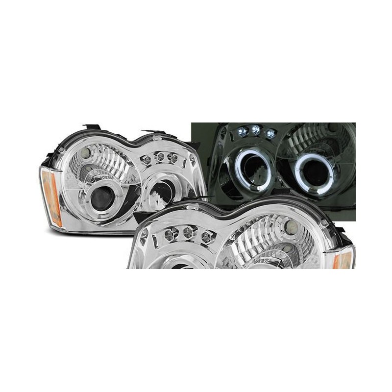 Φανάρια εμπρός angel eyes για Jeep Grand Cherokee (2008-2010) , με λάμπες (Η1) - σετ 2τμχ.