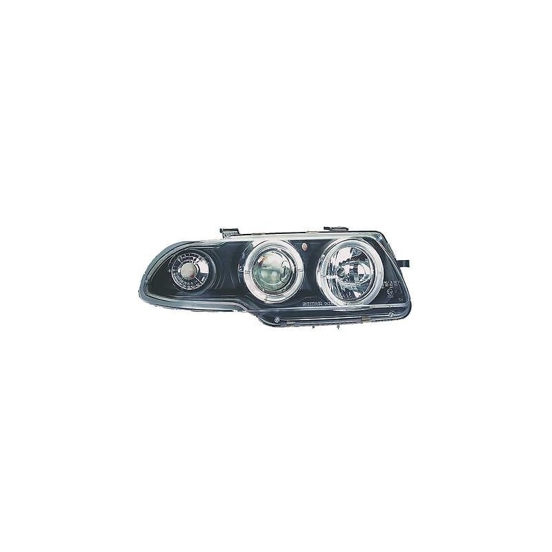 Φανάρια εμπρός angel eyes για Opel Astra F (1994-1999) - μαύρα , με λάμπες (Η1) - σετ 2τμχ.
