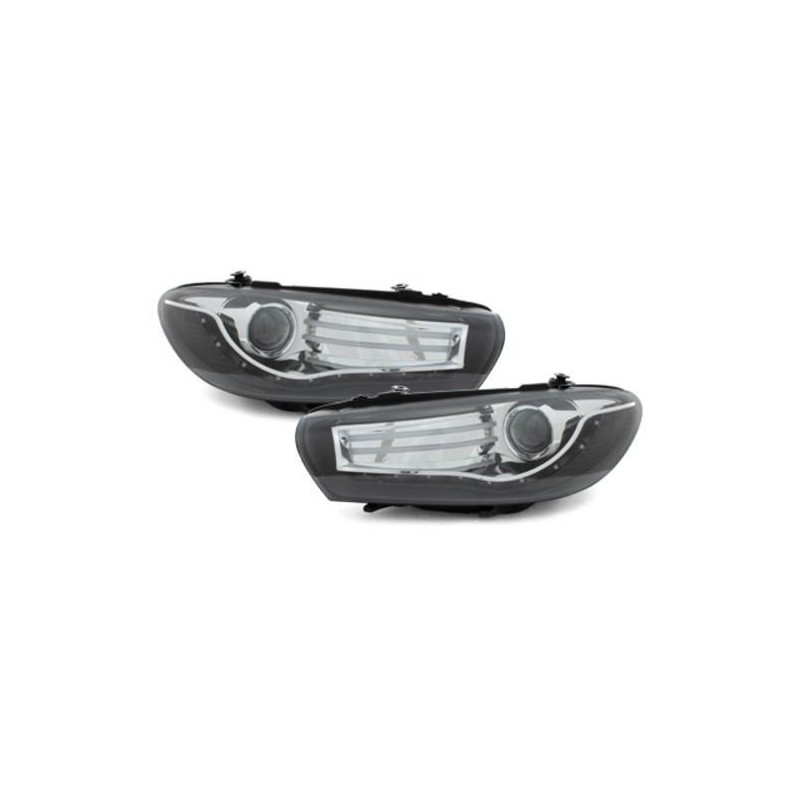 Φανάρια εμπρός led για Vw Scirocco (2008+) - μαύρα , χωρίς λάμπες (Η7) - σετ 2τμχ.