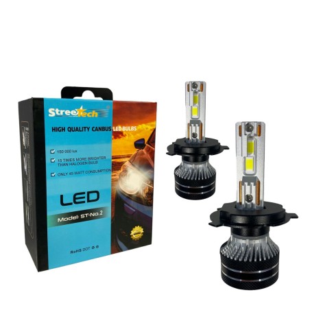 Led λάμπες Η4 Streetech μοντέλο STN2 για μεσαία ή μεγάλα φώτα 150 000 lux , 45 Watt - CANBUS 6000K - 1500% πιό έντονη φωτεινότητ