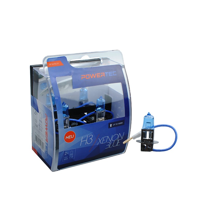 H3 12V 55W PK22s 5.000K POWERTEC XENON BLUE 2ΤΕΜ. M-TECH