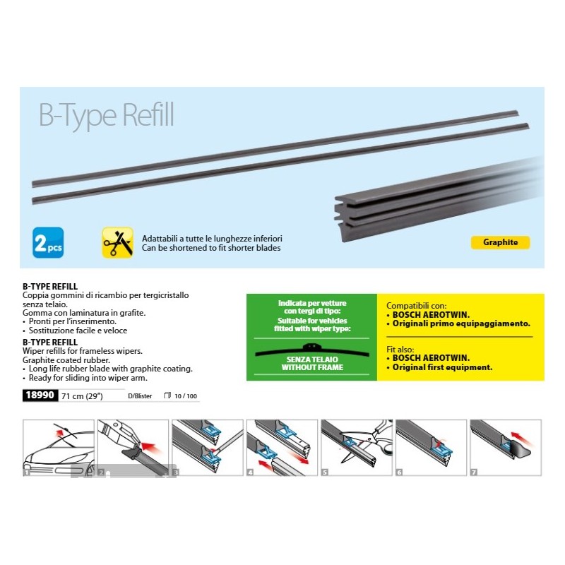 ΛΑΣΤΙΧΑ ΥΑΛΟΚΑΘΑΡΙΣΤΗΡΩΝ BOSCH AEROTWIN REFILL ΓΡΑΦΙΤΗΣ 71cm (28 INCH) 2ΤΕΜ. ΚΑΤΑΛΛΗΛΑ ΓΙΑ FLAT ΝΕΟΥ ΤΥΠΟΥ ΥΑΛΟΚΑΘΑΡΙΣΤΗΡΕΣ