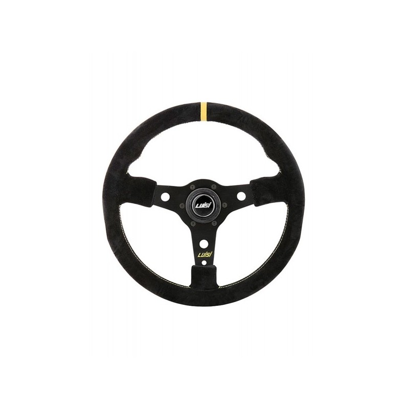 ΤΙΜΟΝΙ RACING CORSA 350mm ΤΡΙΑΚΤΙΝΟ ΣΟΥΕΤ ΜΑΥΡΟ LUISI