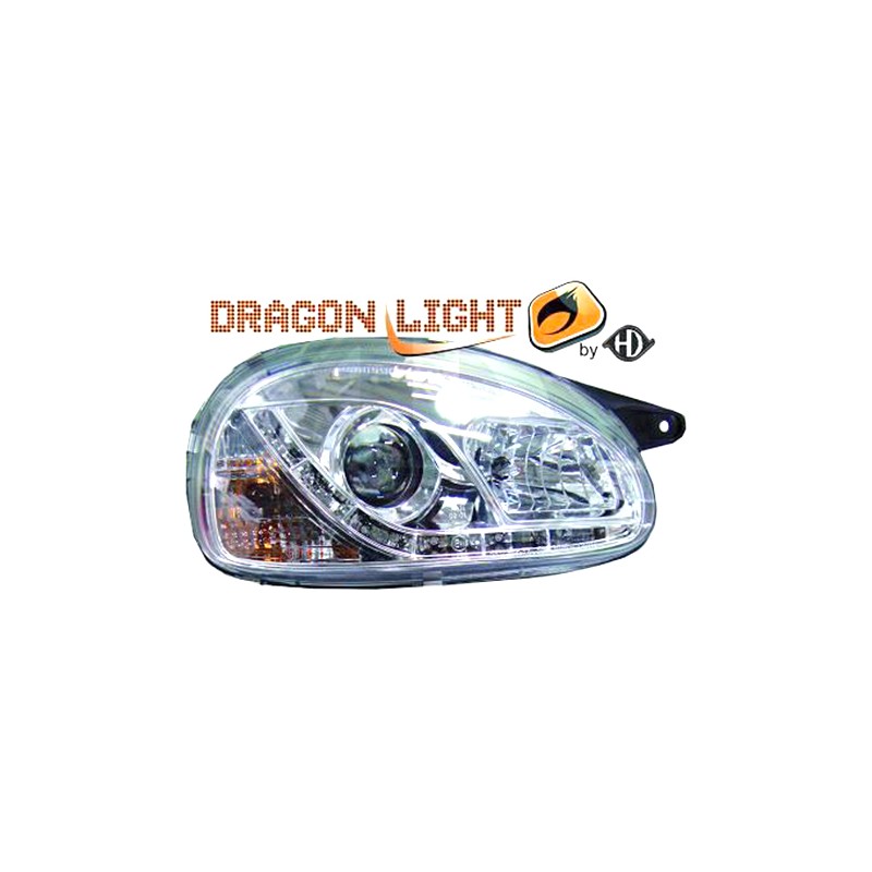 ΦΑΝΑΡΙΑ ΓΙΑ OPEL CORSA B 3/5D 2.93-10.00 DRAGONLIGHT+LED CHROME