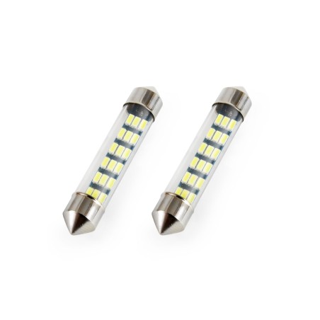 Amio - Λαμπάκια Πλαφονιέρας LED 18SMD Standard Festoon τύπου C5W τάση λειτουργίας 12V απόδοσης 0.7W μήκος 41mm χρώμα λευκό για Ε
