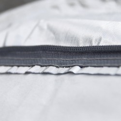 Amio - Κουκούλα Αυτοκινήτου Cotton 120g με φερμουάρ διάσταση 480 x 180 x 120 cm χρώμα ασημί μέγεθος Large για Επιβατικά Αυτοκίνη