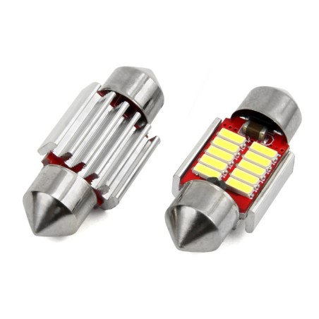 Amio - Λάμπες LED Πλαφονιέρας 31mm 12/24V 2W 5600K 10 LED CAN-BUS Festoon Λευκό Φως για Εσωτερικό Φωτισμό Καμπίνας και Πινακίδα 