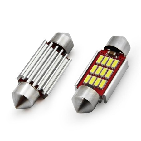 Amio - Λαμπάκια Πλαφονιέρας LED 39mm 12/24V 2.9W 5600K 12LED C5W Festoon Canbus Λευκό Φως για Εσωτερικό Φωτισμό και Πινακίδα Αυτ