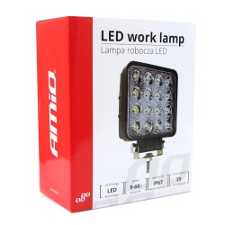 Amio - Προβολέας Εργασίας LED AWL05 FLAT 4000lm 48W 9-60V 16LED - Ισχυρός Φωτισμός & Απόδοση σε Δύσκολες Συνθήκες - 108x108x57mm