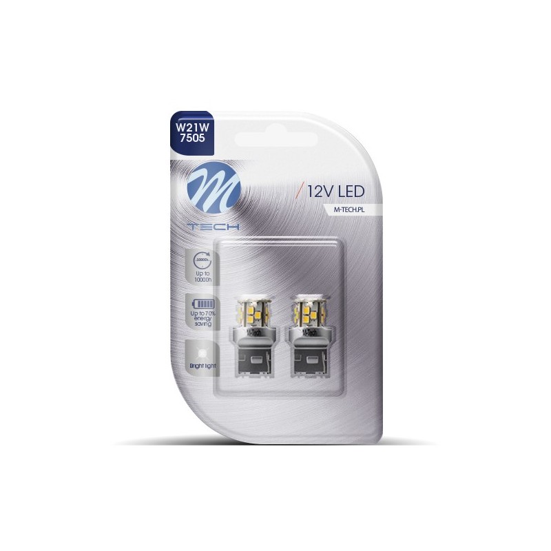 W21W 12V W3x16d 1,8W 21xSMD2835 LED ΛΕΥΚΟ BLISTER 2ΤΕΜ. M-TECH