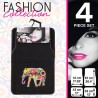 Πατάκια Αυτοκινήτου Universal Μοκέτα "Girly Fashion Collection" Car+ Μαύρη Με Ροζ Ρέλι Και Ελέφαντα 4 Pieces