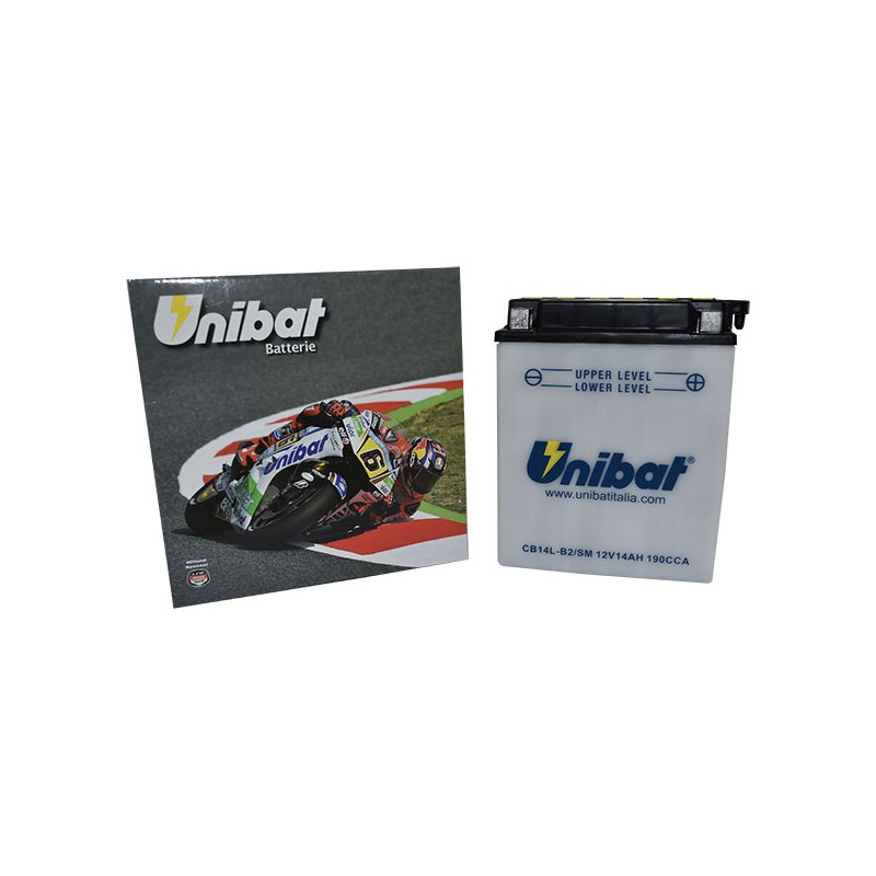 Μπαταρία UNIBAT CB14L-B2-SM  (YB14L-B2) -+  με Υγρά CCA190
