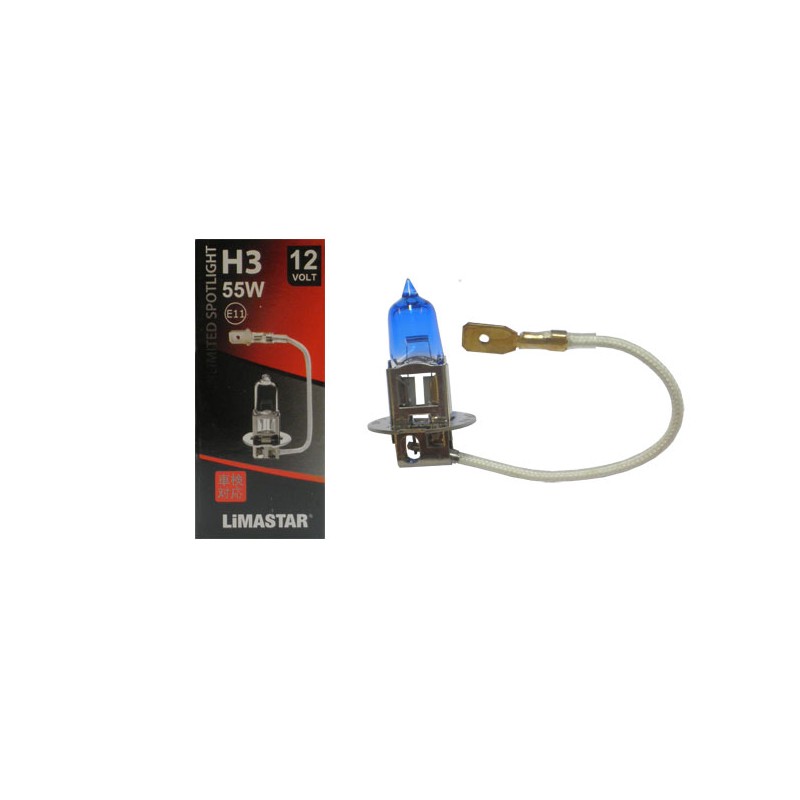 Λάμπα 12V LIMASTAR 55W PK22S H3 Μπλε Πάγου+50% SUPER WHITE RUNNER180
