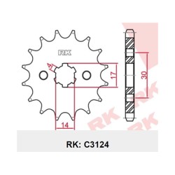Γρανάζι Κίνησης RK 3124-T14 (JTF273) FL125ADDRESS,TARGET125I'18-20 E4, VF125