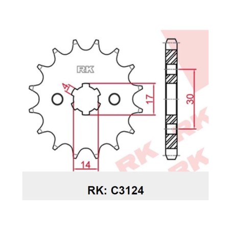 Γρανάζι Κίνησης RK 3124-T14 (JTF273) FL125ADDRESS,TARGET125I'18-20 E4, VF125