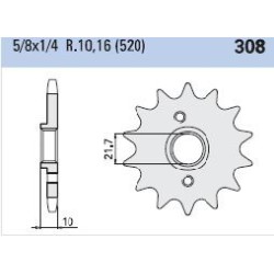 Γρανάζι Κίνησης RK C4171-T15/308K (JTF308) XT660X-'04-15,MT03'06-12,NX650DOMIN.'98-01,PEGASO650'05-09