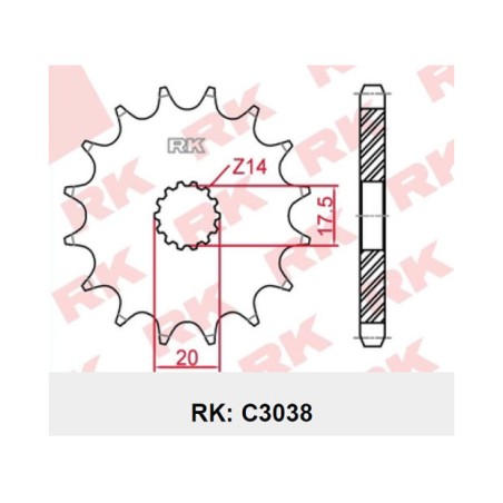 Γρανάζι Κίνησης RK C3038-T15 (JTF558) DT125R'05-06,TDR125R,TZR125R