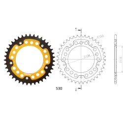 Γρανάζι Τροχού SUPERSPROX/RST-302-39T STEALTH-Χρυσό