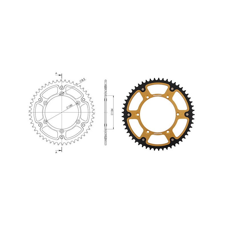 Γρανάζι Τροχού SUPERSPROX/RST-460-50T STEALTH-Χρυσό KX450F