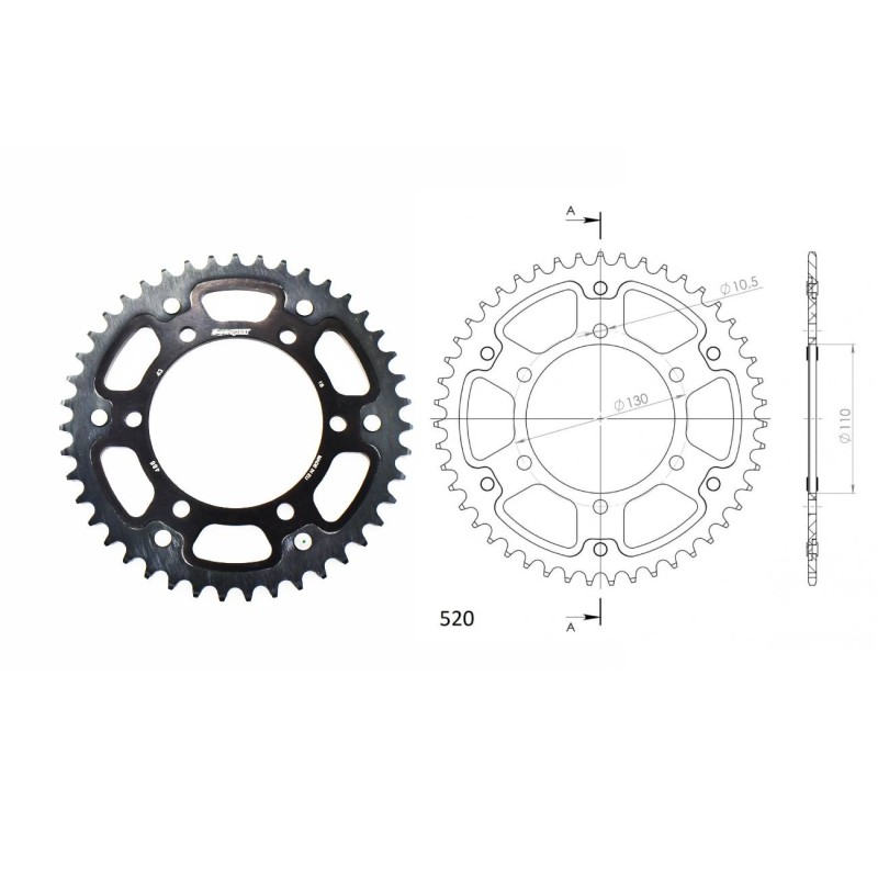 Γρανάζι Τροχού SUPERSPROX/RST-486-43T STEALTH-Μαύρο (520CONV) YZF-R6'06-18,MT09'14-18,YZF1000R1'04-15,FZ-09/FJ-09'14-18,GSX-R750