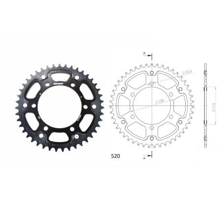 Γρανάζι Τροχού SUPERSPROX/RST-486-43T STEALTH-Μαύρο (520CONV) YZF-R6'06-18,MT09'14-18,YZF1000R1'04-15,FZ-09/FJ-09'14-18,GSX-R750